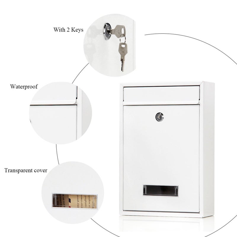 Jssmst Locking Mailboxes Wall Mounted Vertical â€“ Jssmst Key Lock Mail Box Medium Capacity Galvanized Steel Cover Rust-Proof Metal Post Box, 12.6 x 8.5 x 3.4 Inch, White, SM-0604L - Image 5